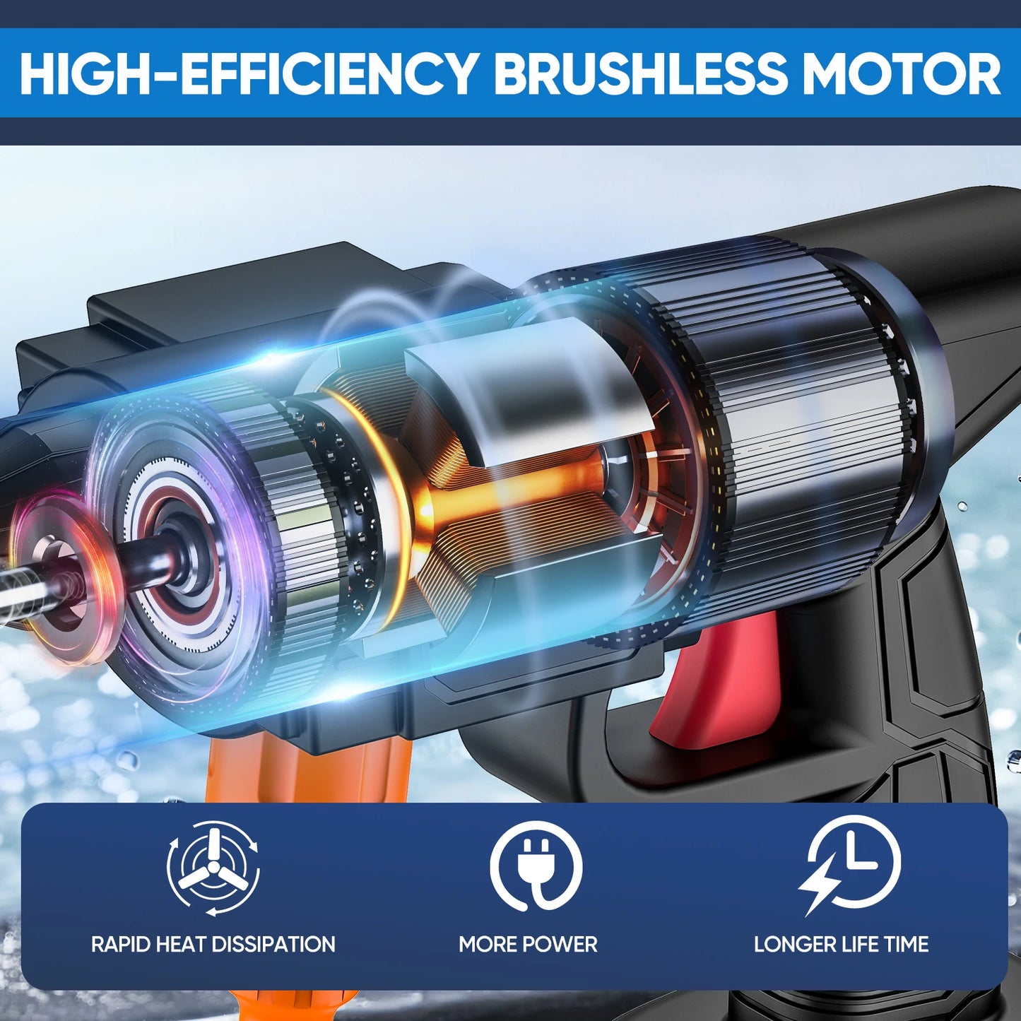 Cordless High Pressure Water Gun for Cleaning Car Wash Machine Garden Watering Water Gun Power Tool for Makita 18V Battery