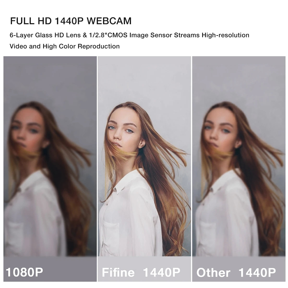 FIFINE 1440p Full HD PC Webcam with Microphone
