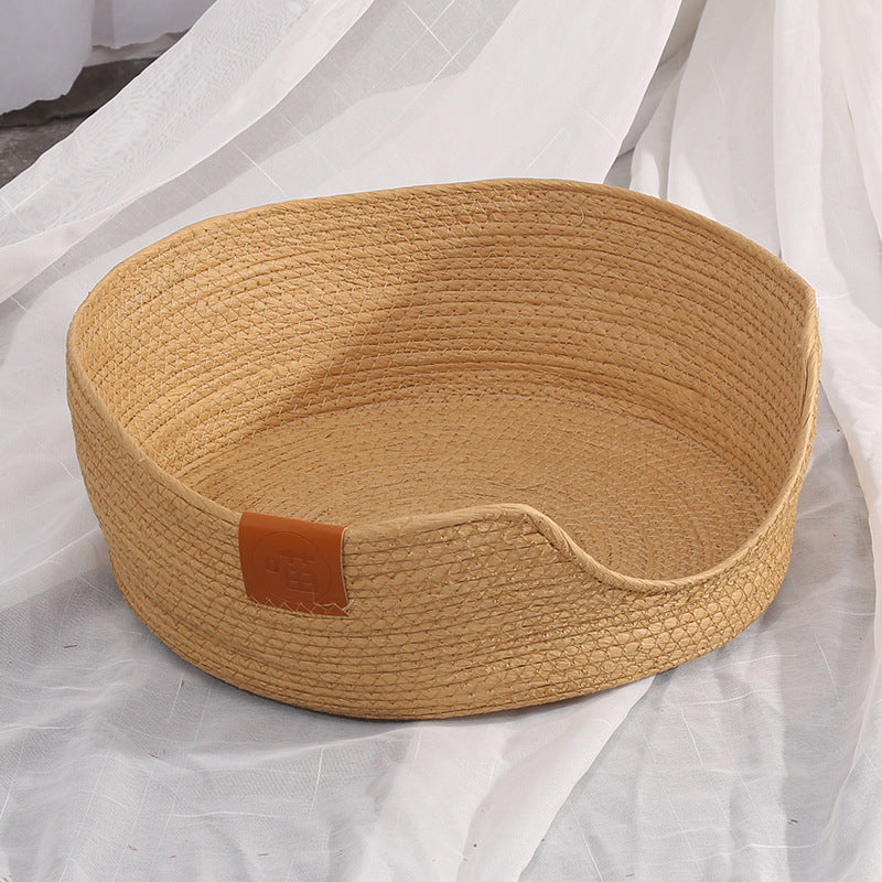 Woven Rattan Cat Basket Nesting Bed All-Season