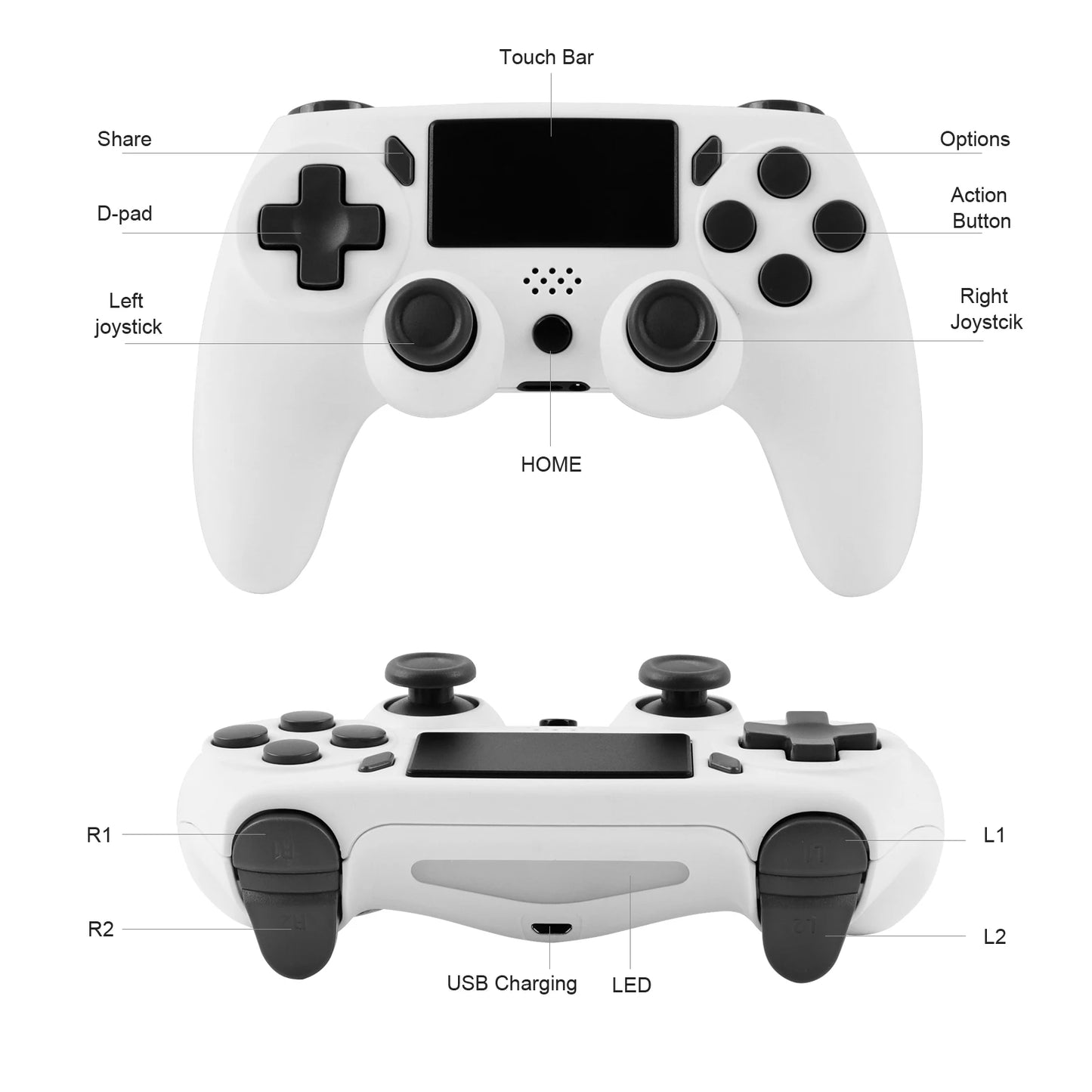 GAMINJA Wireless Gamepad With 6-axis Gyroscope For PS4, PS3, PC