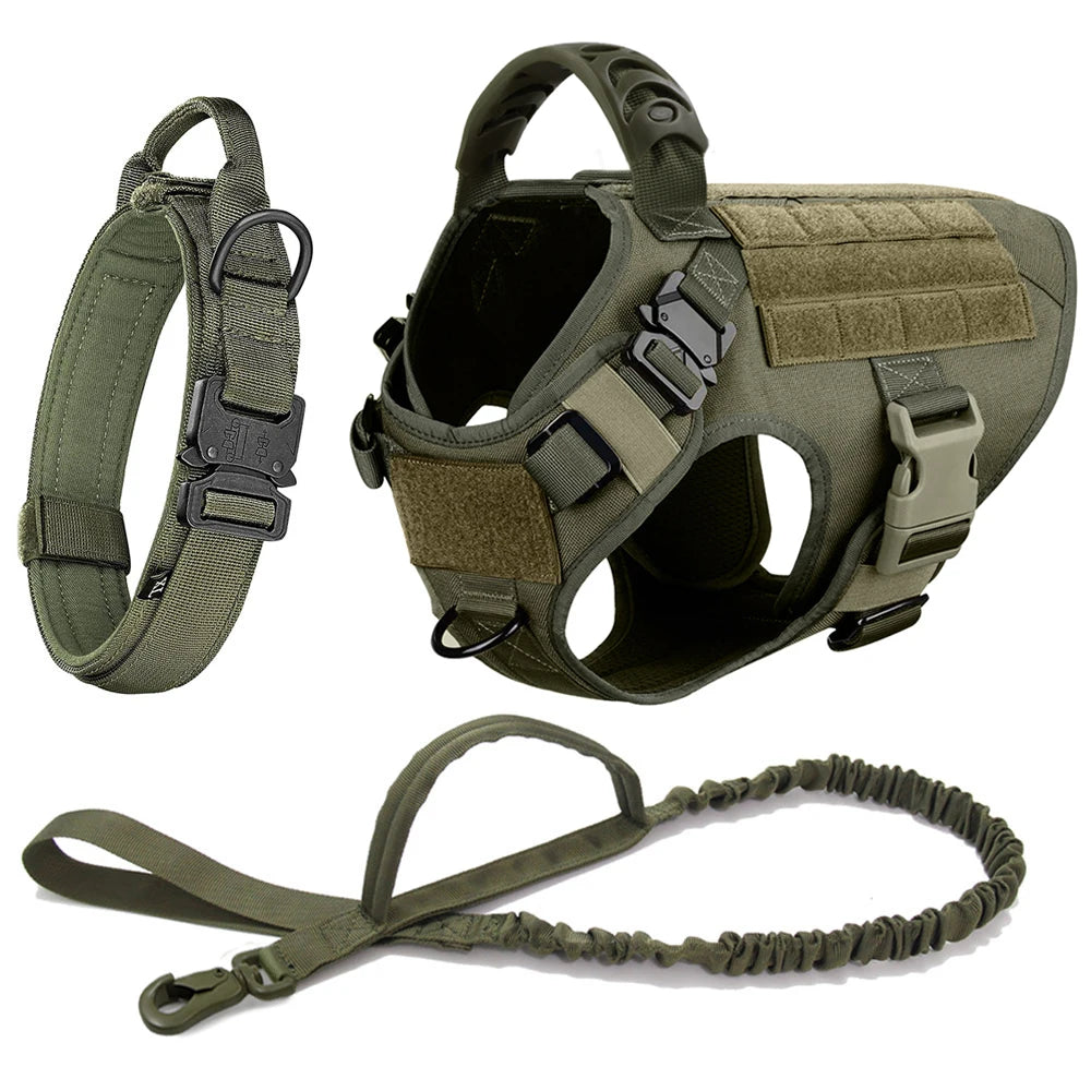 Large Dog Collar Military Harness