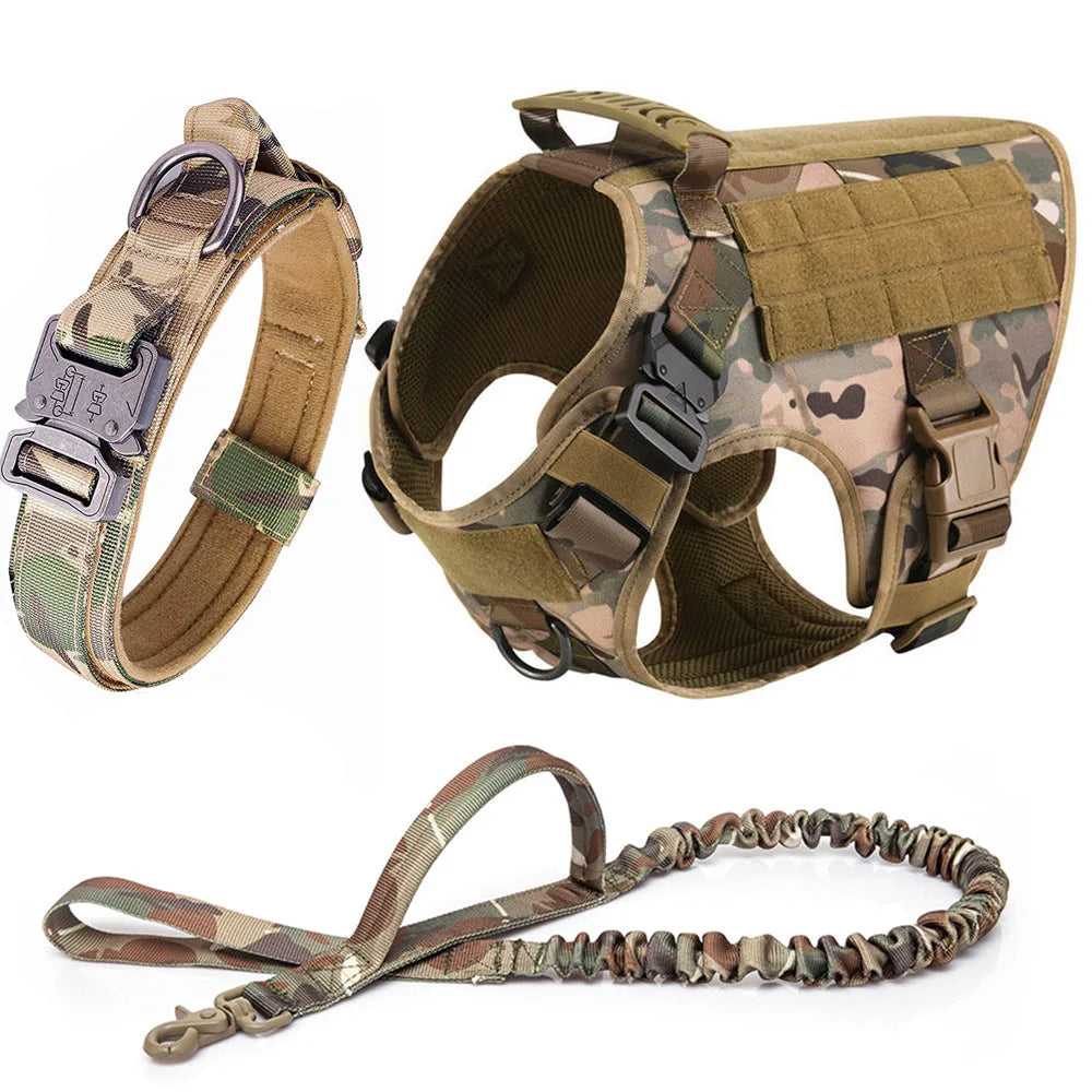 Large Dog Collar Military Harness