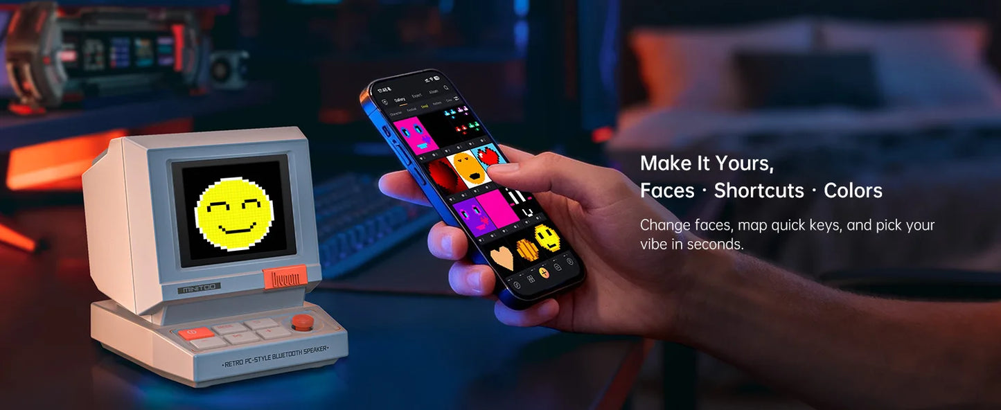 Divoom Portable MiniToo Retro Bluetooth Speaker Pixel Display Music Box