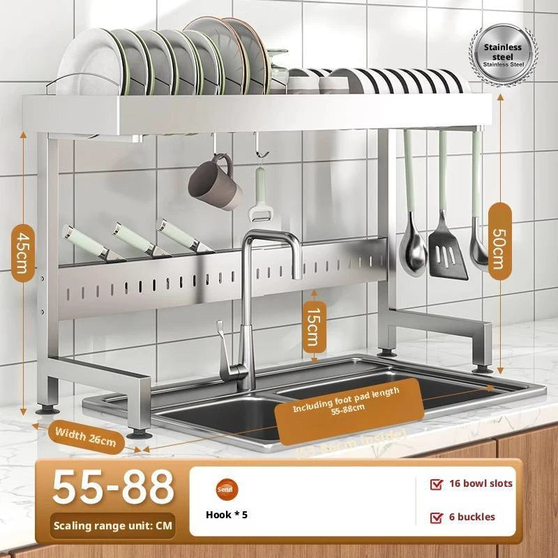 Adjustable Sink Drying Rack Over The Sink Dish Drying Holder