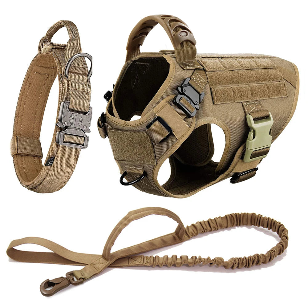 Large Dog Collar Military Harness