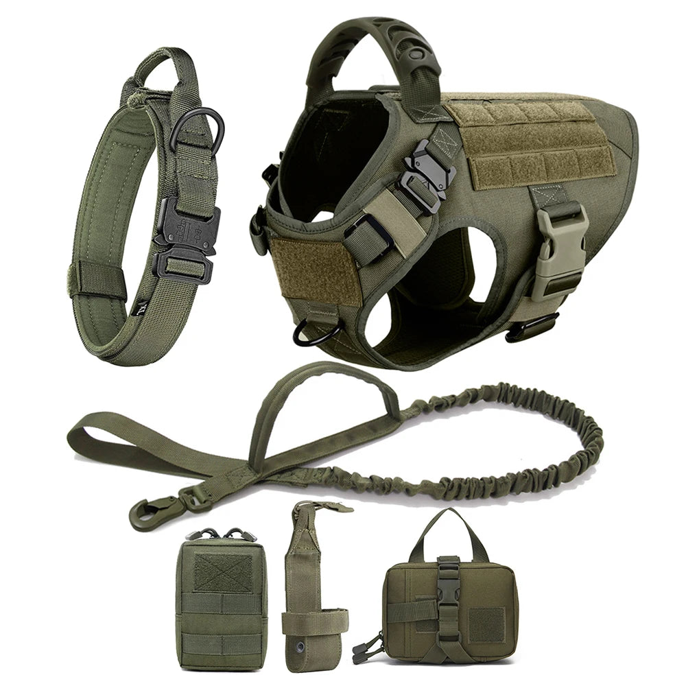 Large Dog Collar Military Harness