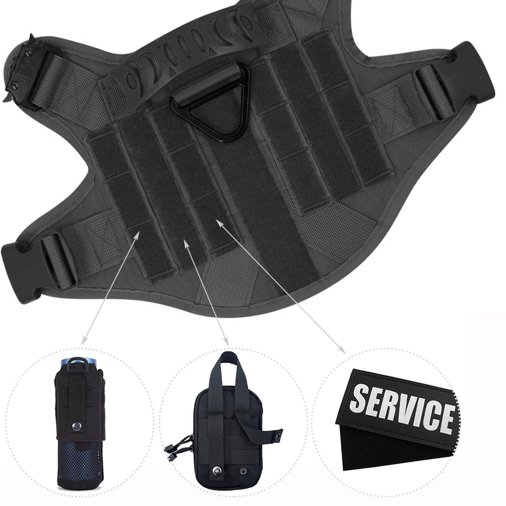 Large Dog Collar Military Harness