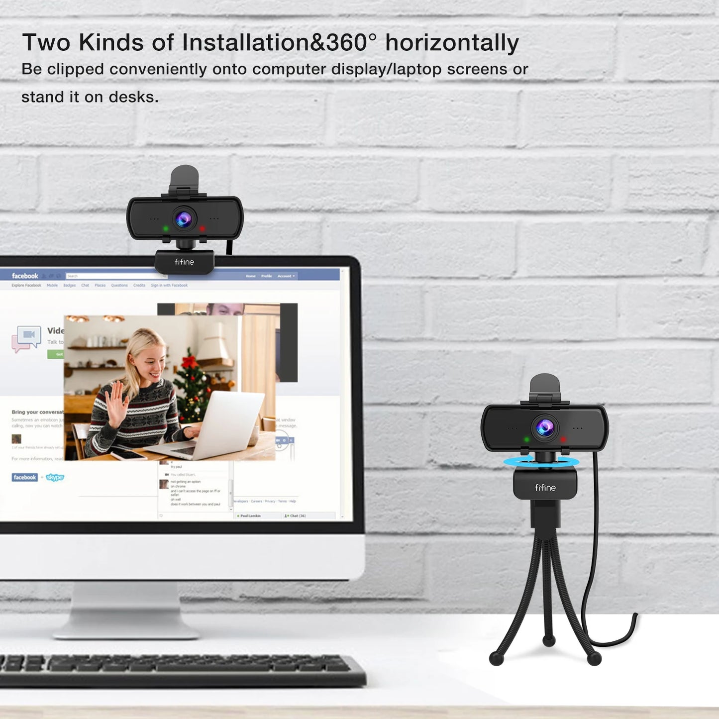 FIFINE 1440p Full HD PC Webcam with Microphone