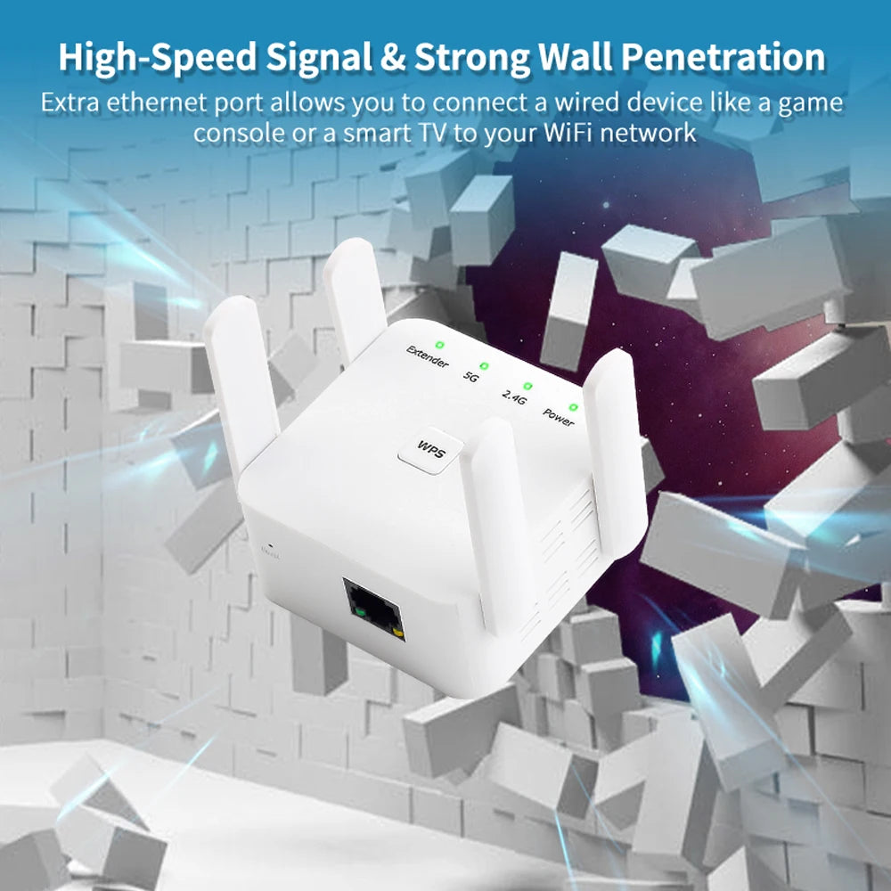 WiFi Repeater AC1200 Wi-Fi Booster WiFi Extender Amplifier 2.4G/5GHz