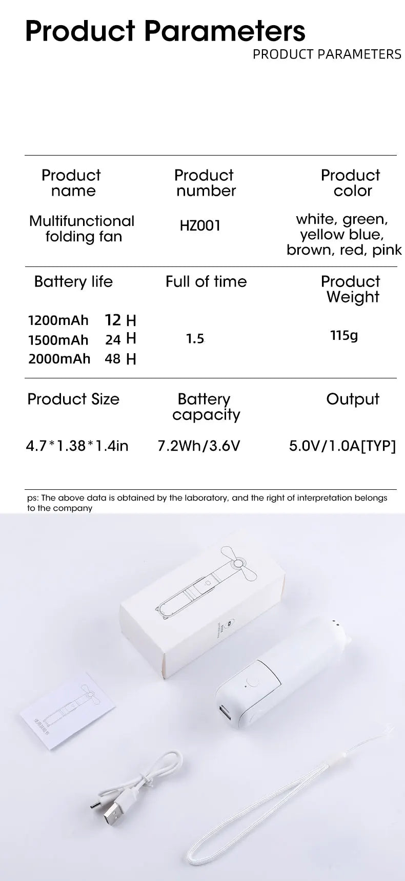 Mini Portable Fan USB Rechargeable Cooler Collapsible 2000mAh