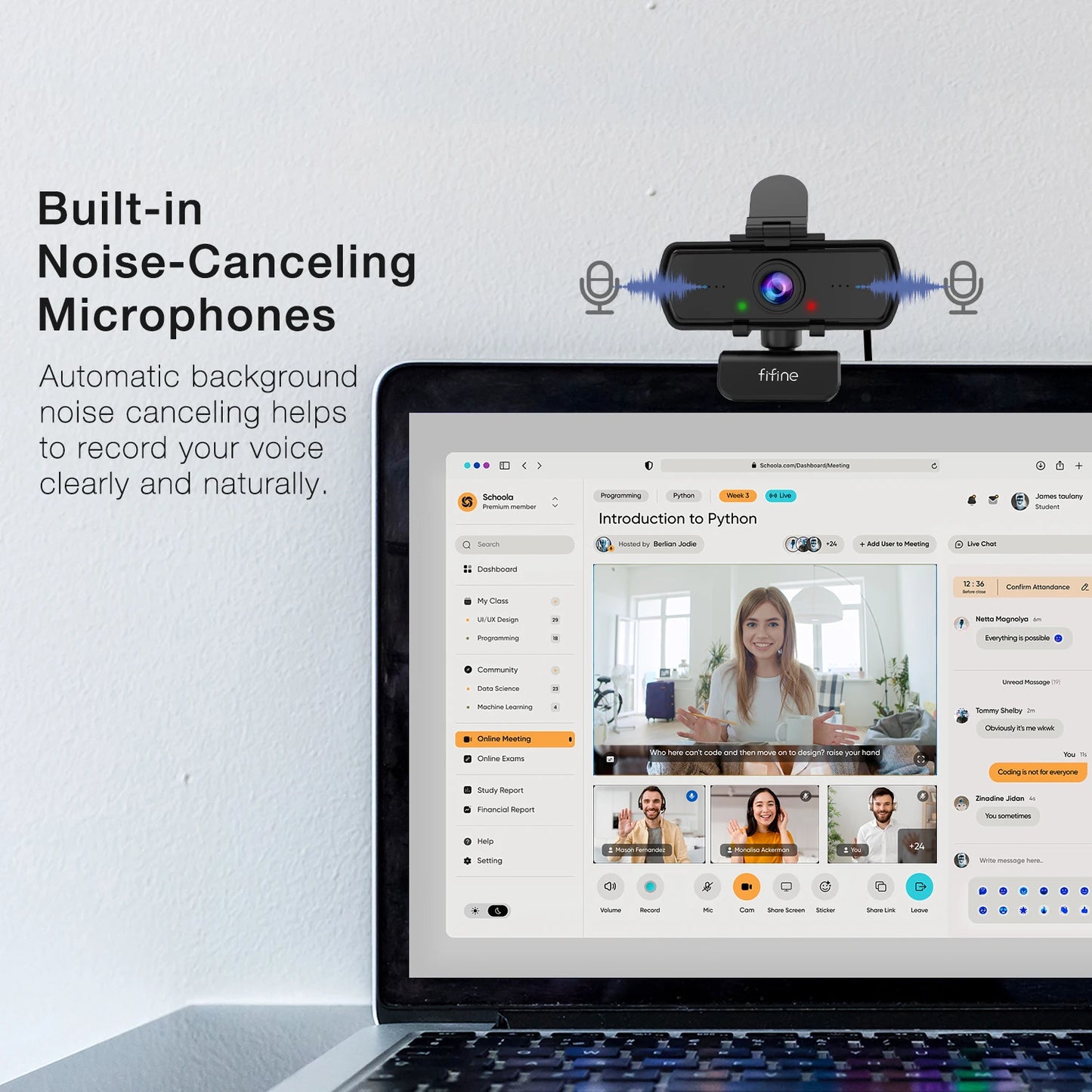 FIFINE 1440p Full HD PC Webcam with Microphone