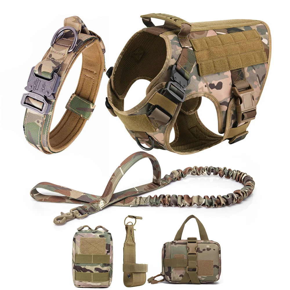 Large Dog Collar Military Harness