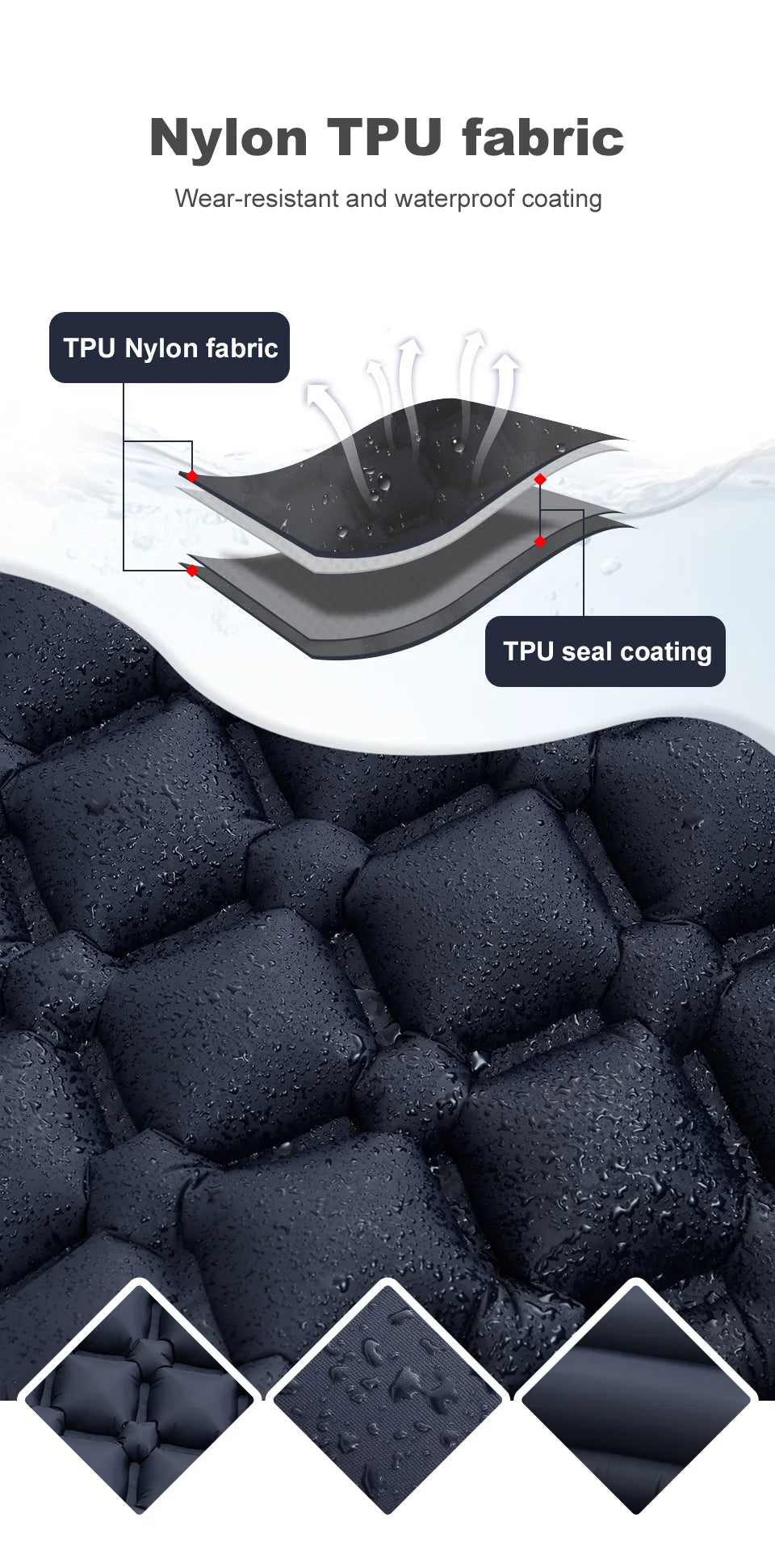 Outdoor Camping Inflatable Mattress Sleeping Pad With Pillows