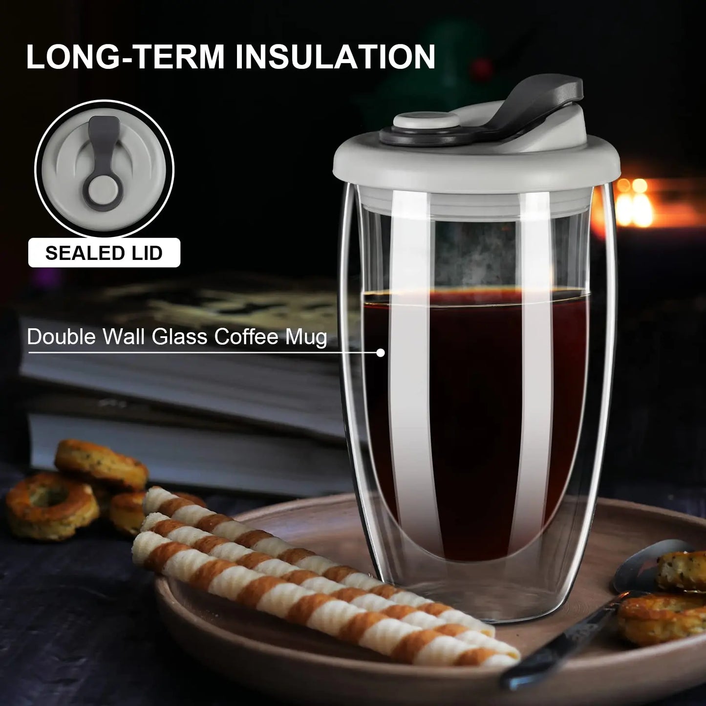 12/15OZ Double Wall BOROSILICATE Glass Coffee Mug