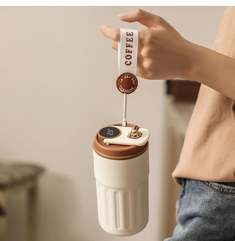 450ml Thermos Bottle Smart Display Temperature 316 Stainless Steel Vacuum Cup Office Coffee