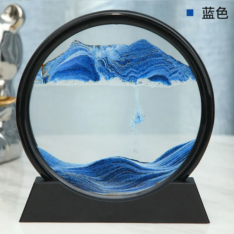 3D Moving Sand Art Picture Round Glass