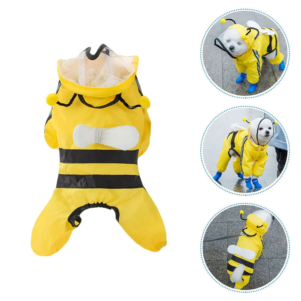 Dog Bee Shaped Hooded Waterproof Raincoat