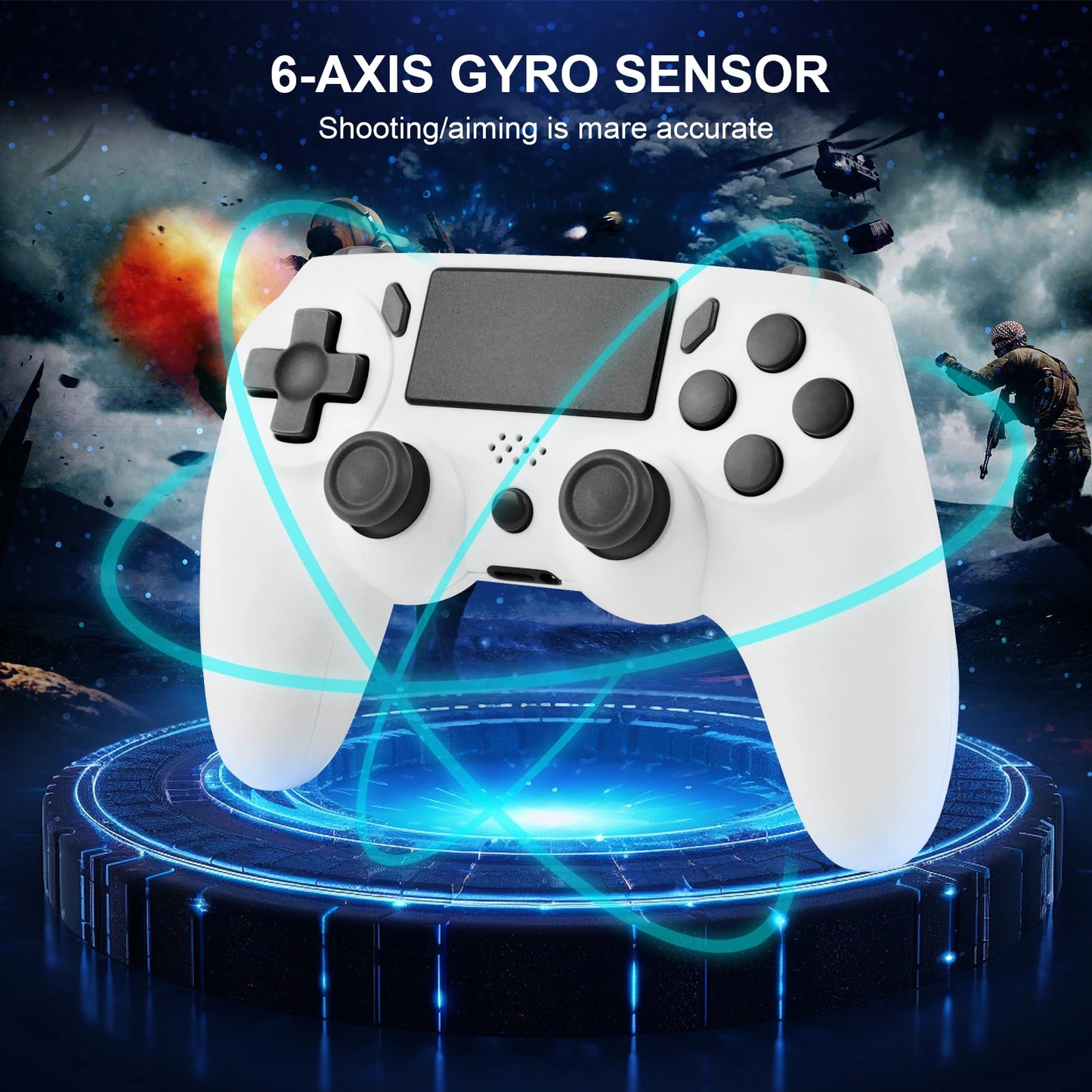 GAMINJA Wireless Gamepad With 6-axis Gyroscope For PS4, PS3, PC