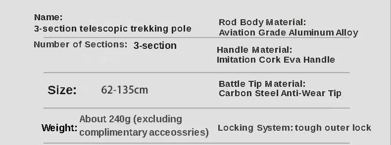 2PCS Trekking Poles Walking Sticks