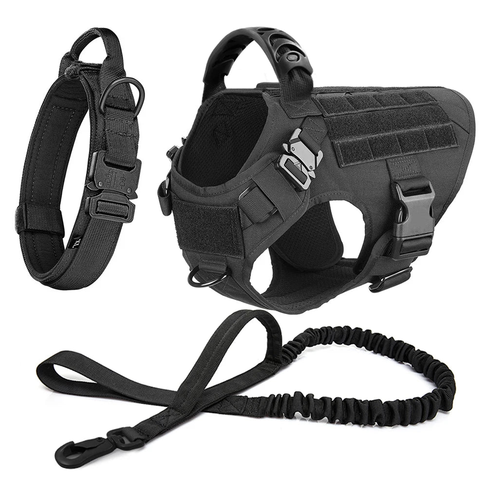 Large Dog Collar Military Harness