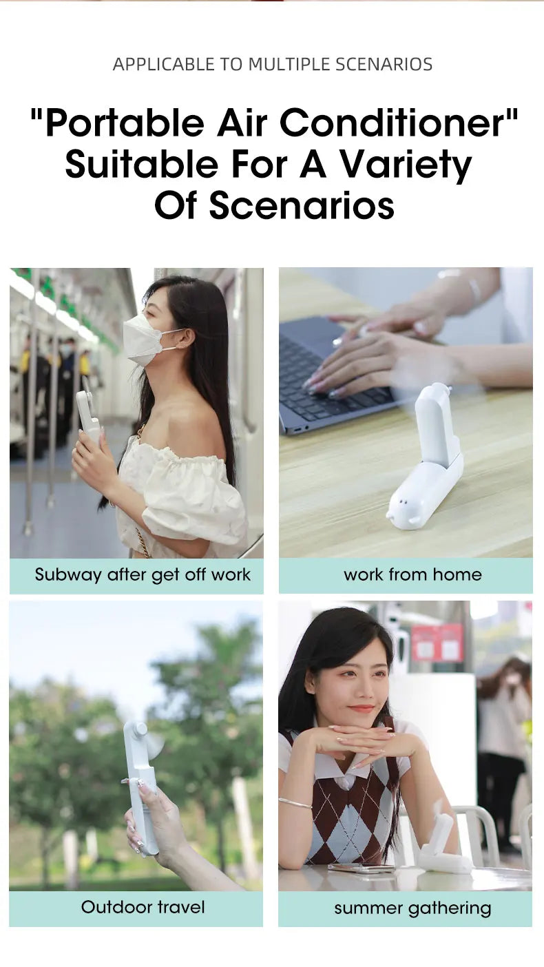 Mini Portable Fan USB Rechargeable Cooler Collapsible 2000mAh