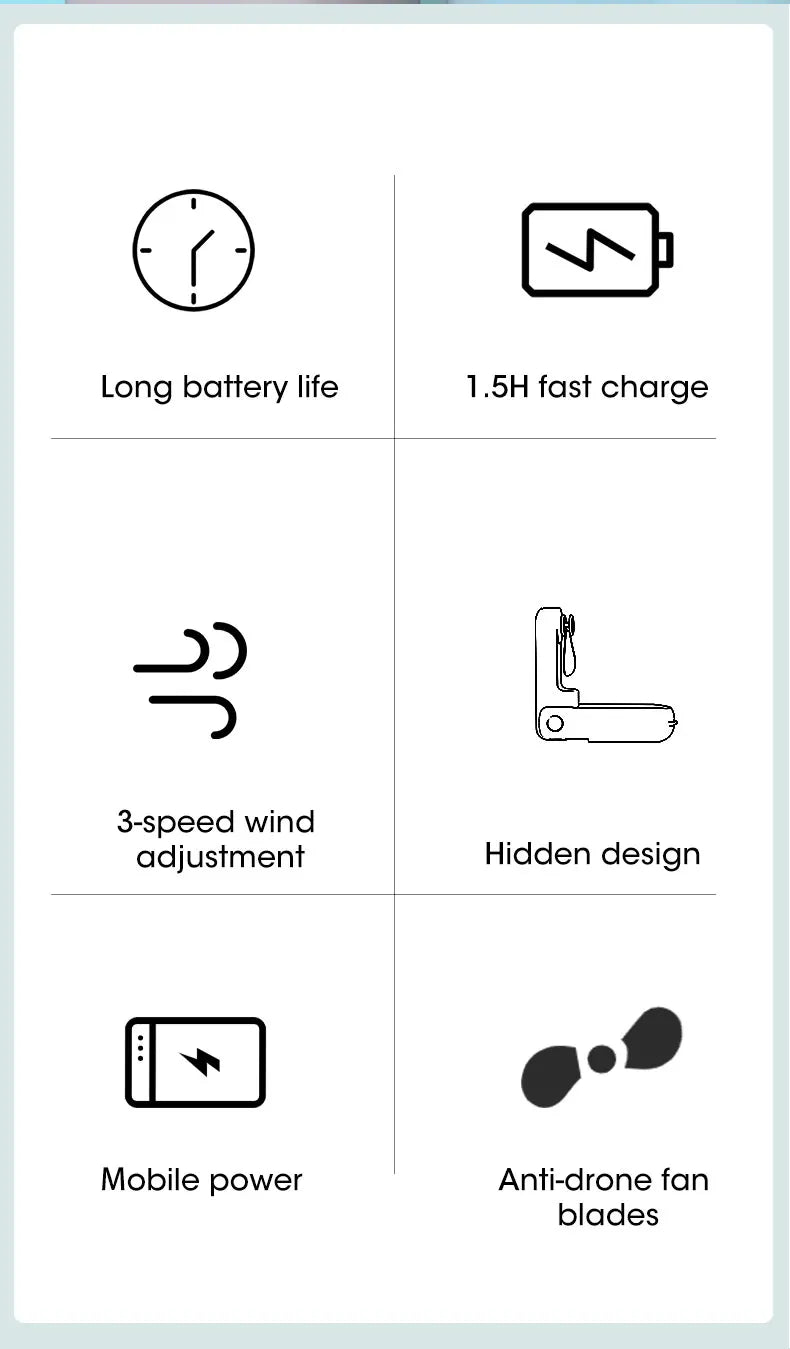 Mini Portable Fan USB Rechargeable Cooler Collapsible 2000mAh