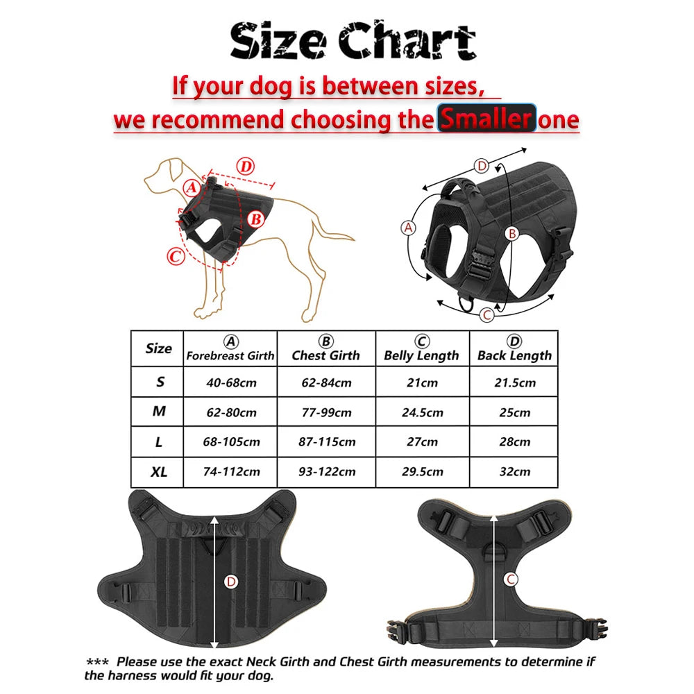 Large Dog Collar Military Harness