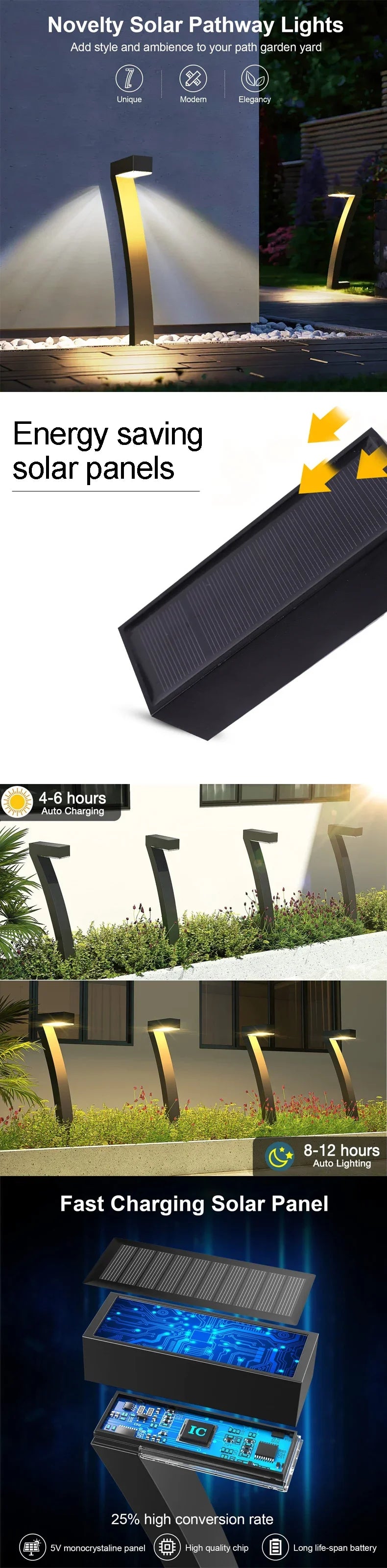 4/8 Pcs Solar LED Light Garden Lights