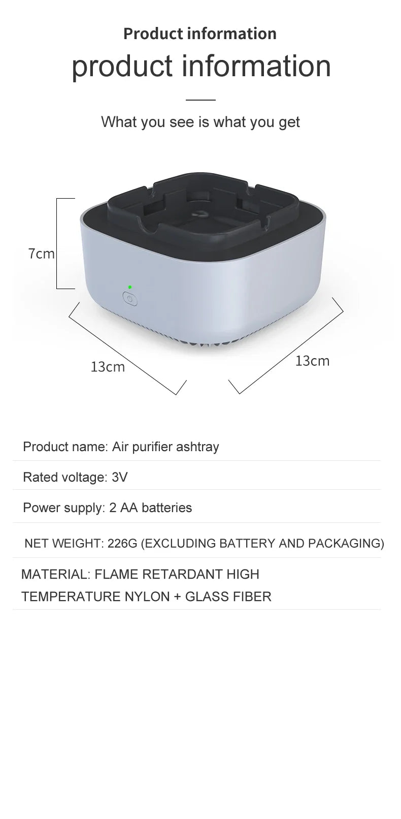 Smart Cigarette Ashtray Air Purifier