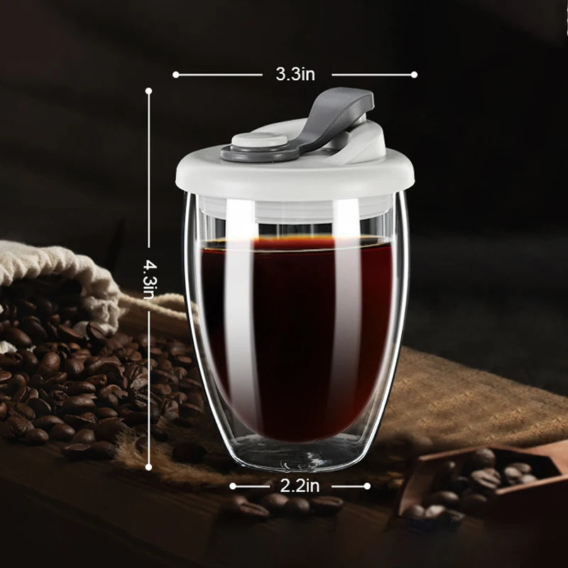 12/15OZ Double Wall BOROSILICATE Glass Coffee Mug