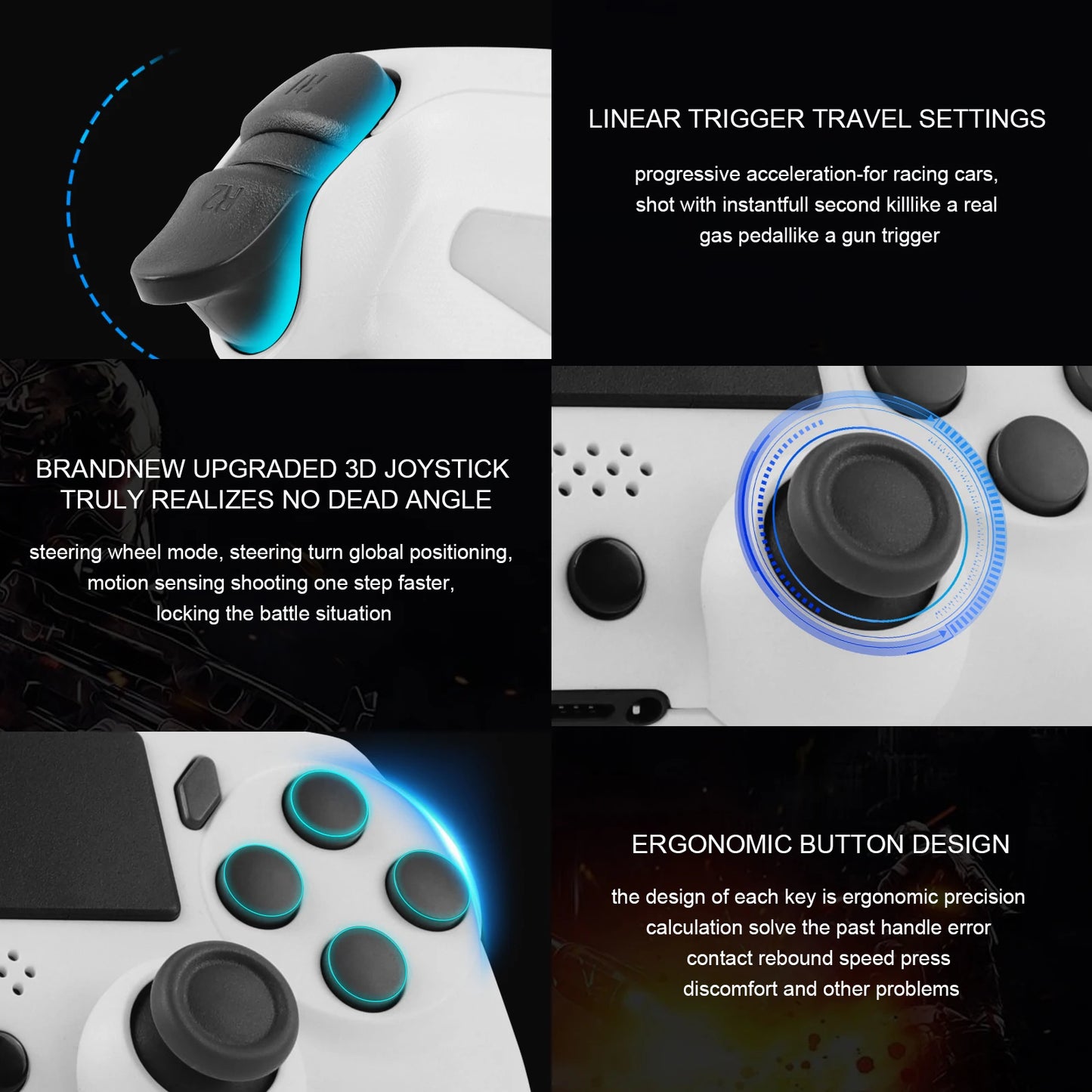 GAMINJA Wireless Gamepad With 6-axis Gyroscope For PS4, PS3, PC