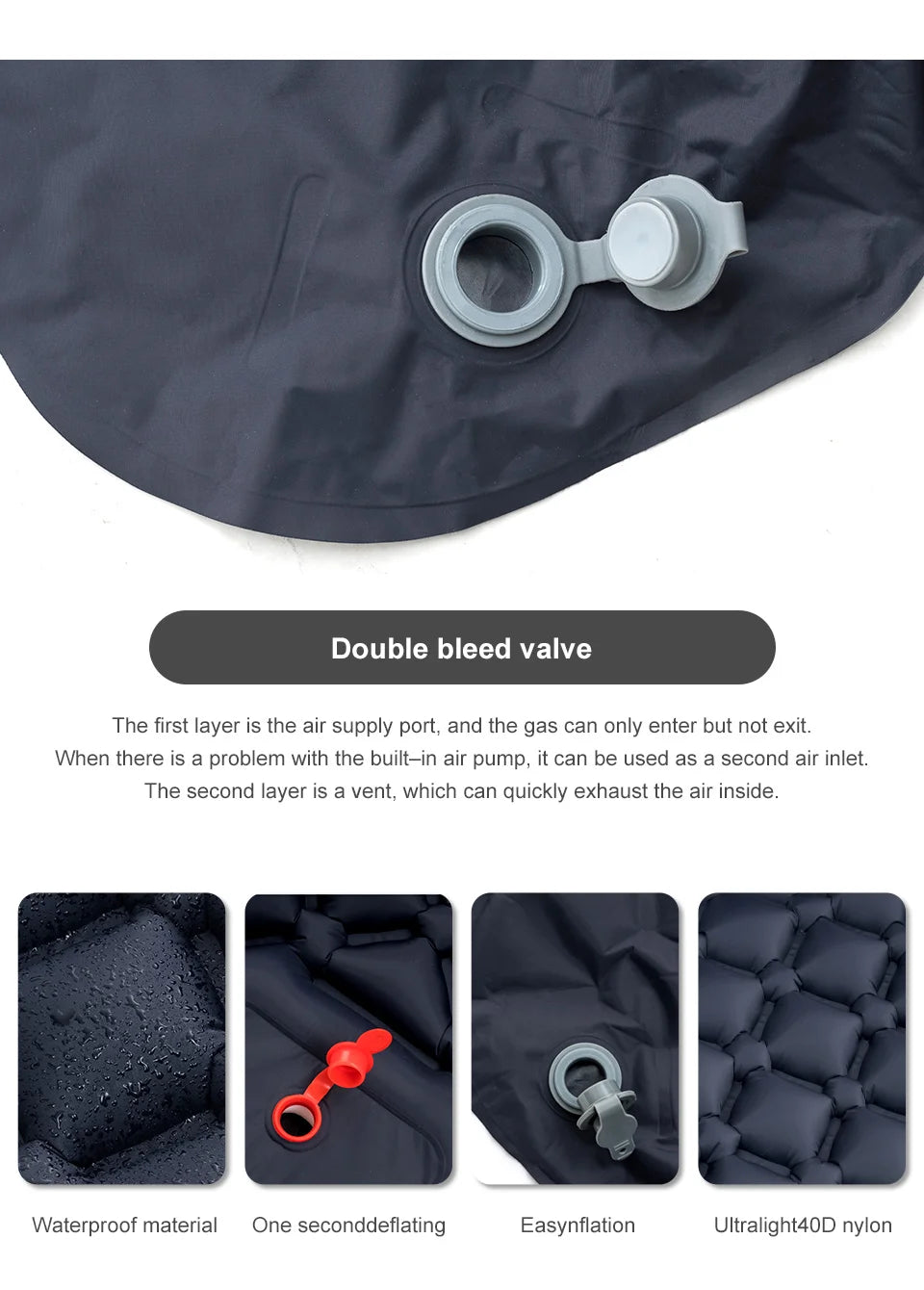 Outdoor Camping Inflatable Mattress Sleeping Pad With Pillows