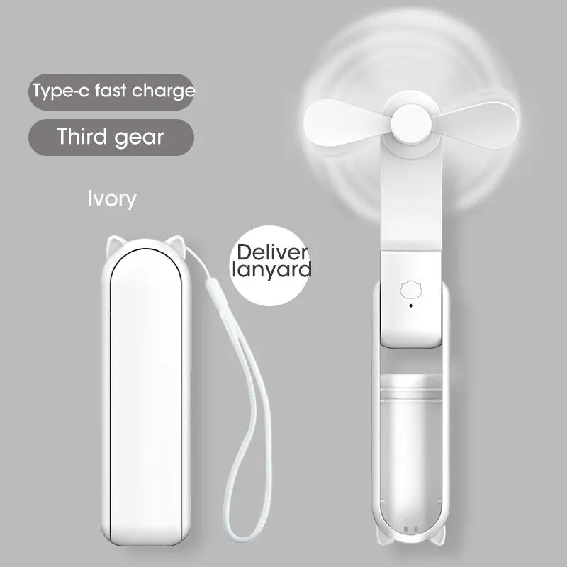 Mini Portable Fan USB Rechargeable Cooler Collapsible 2000mAh