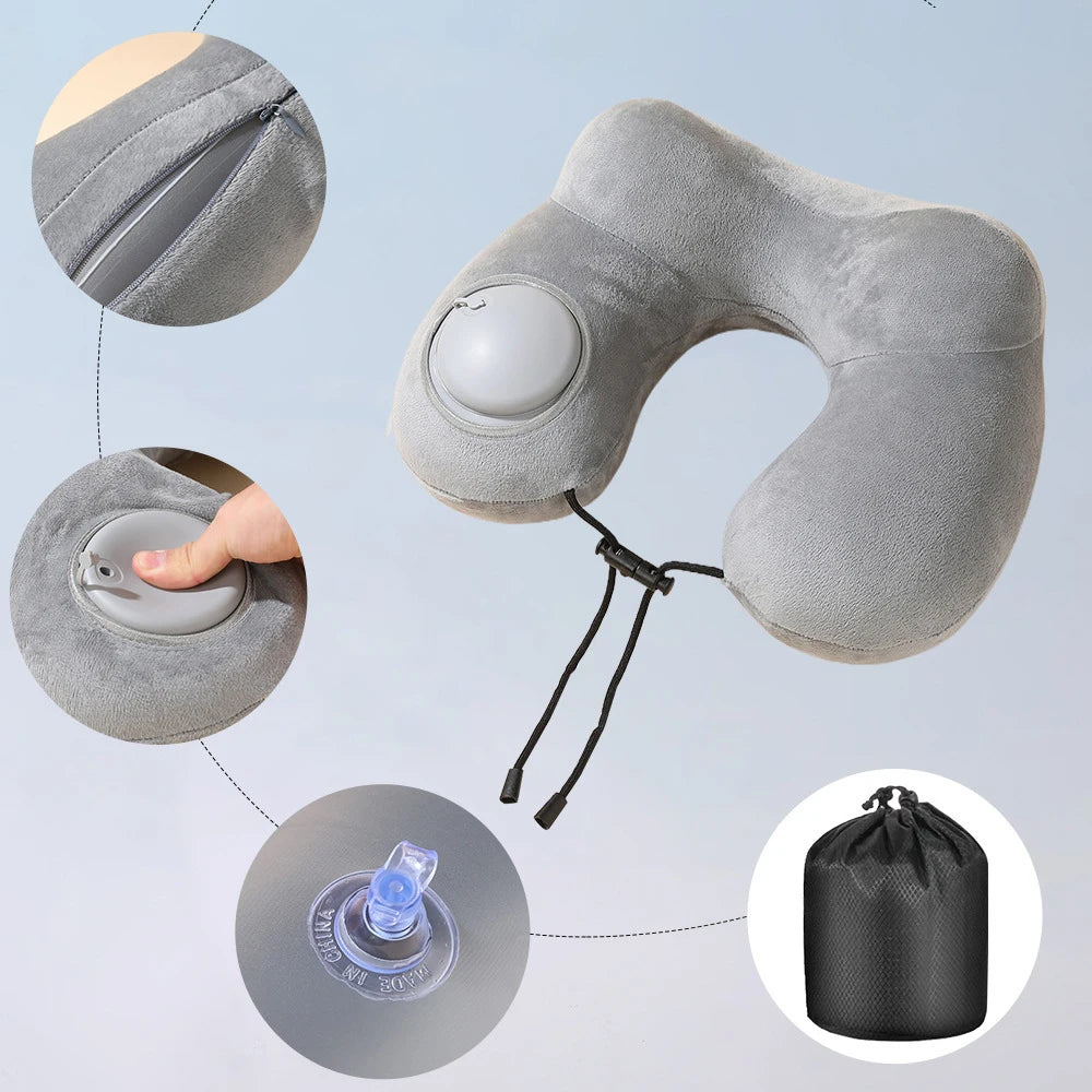 Portable Neck Pillow Press And Inflate