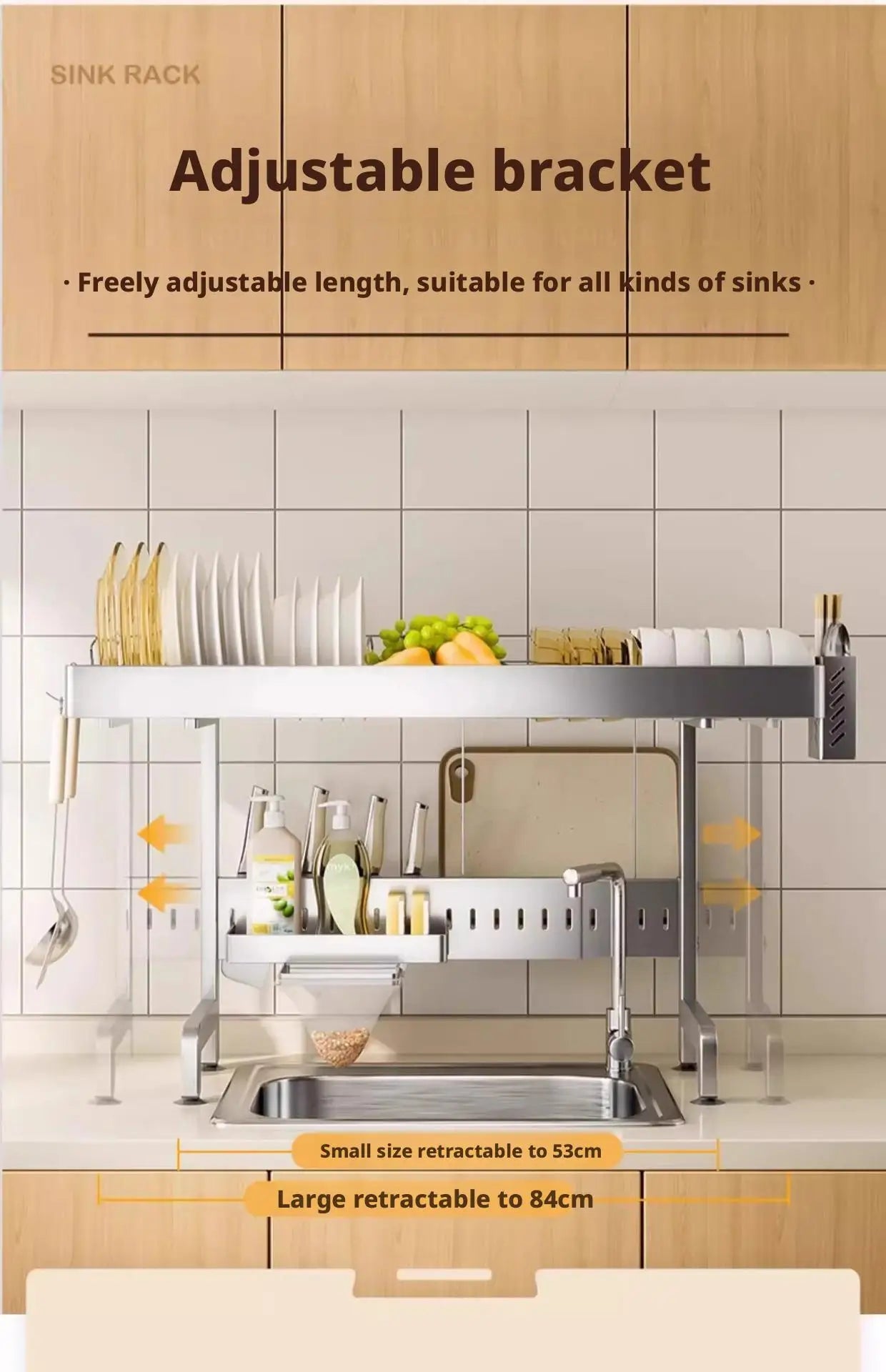 Adjustable Sink Drying Rack Over The Sink Dish Drying Holder