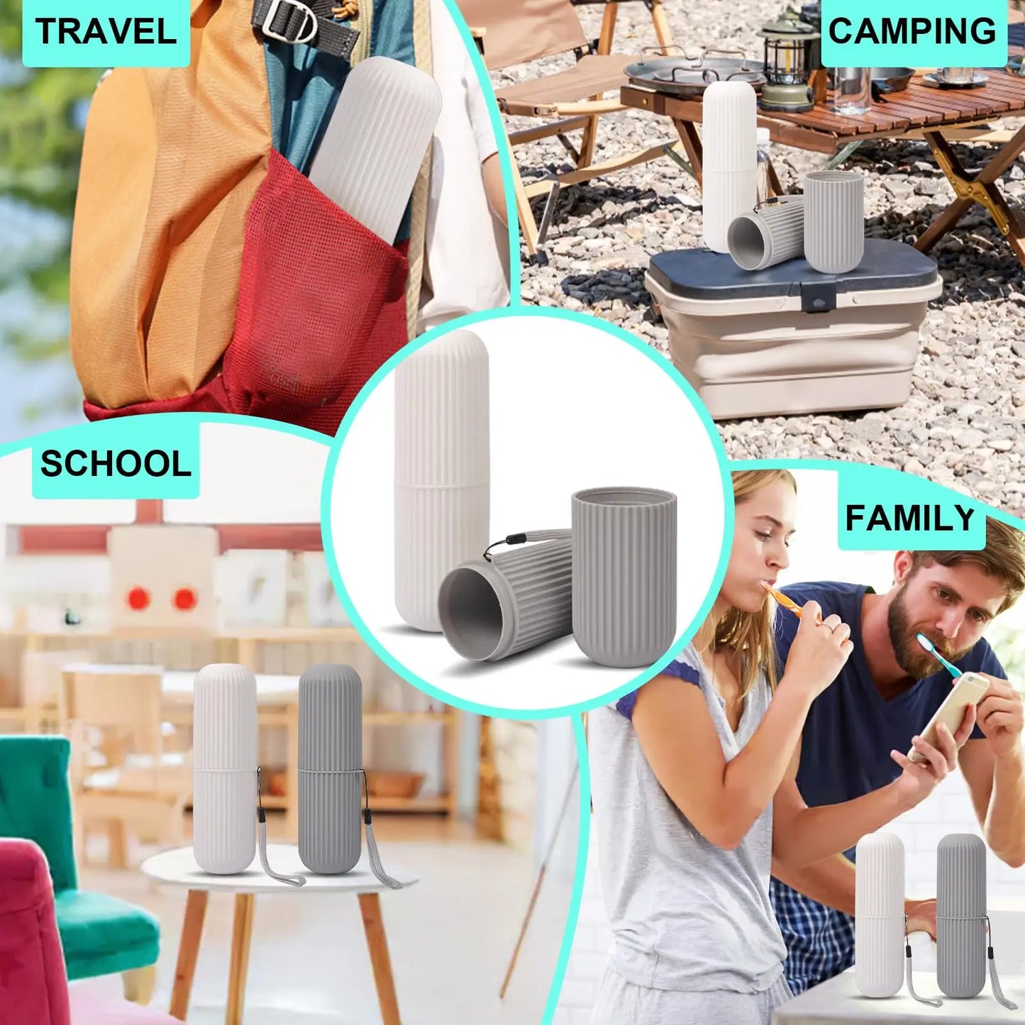 Travel toileting cup toothbrush