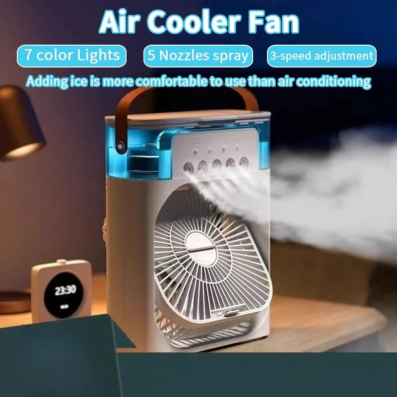 Portable 3-in-1 Air Cooler Fan-Humidifier with LED Night Light