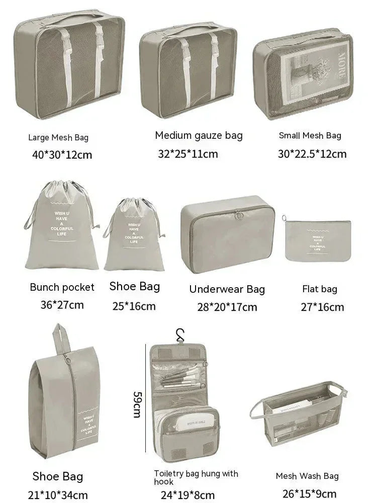 7/8/9/10 Pcs Set Travel Organizer