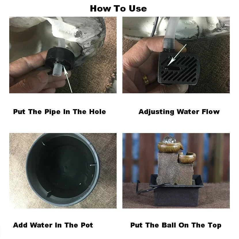 Desktop Water Fountain Portable Tabletop Waterfall
