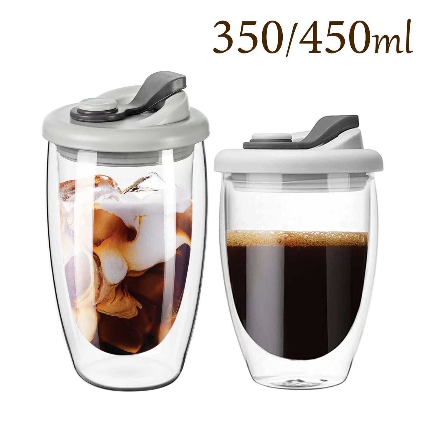12/15OZ Double Wall BOROSILICATE Glass Coffee Mug