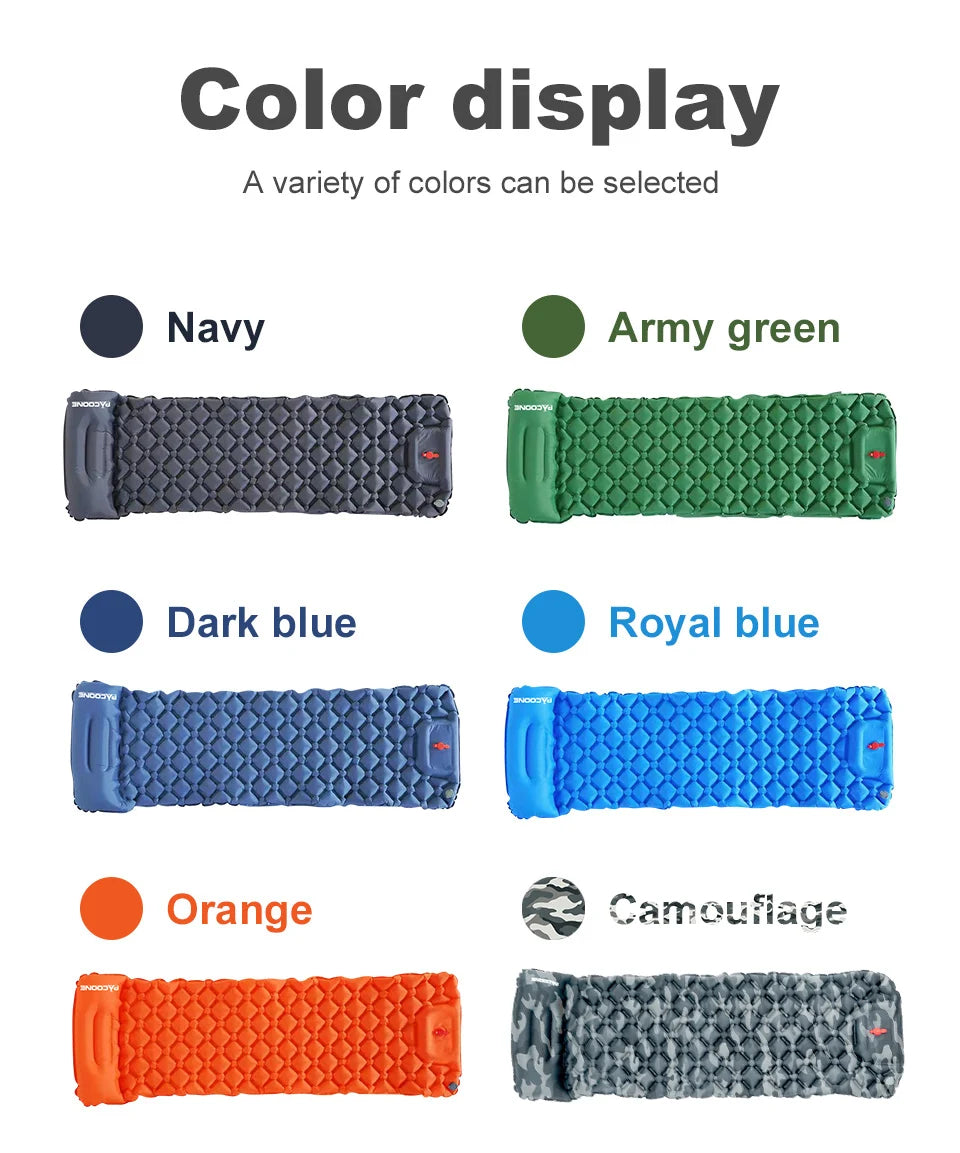 Outdoor Camping Inflatable Mattress Sleeping Pad With Pillows