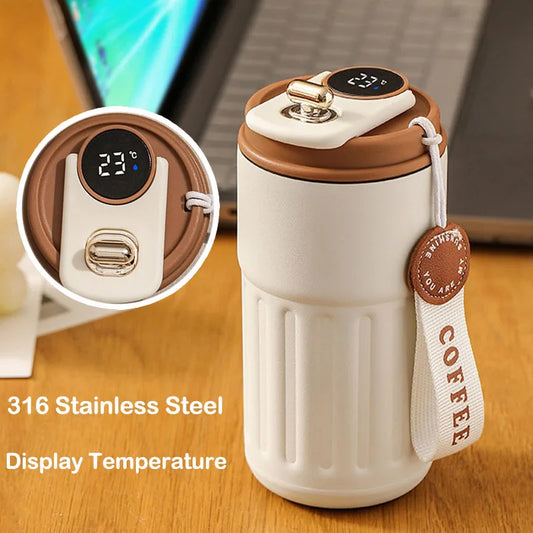 450ml Thermos Bottle Smart Display Temperature 316 Stainless Steel Vacuum Cup Office Coffee