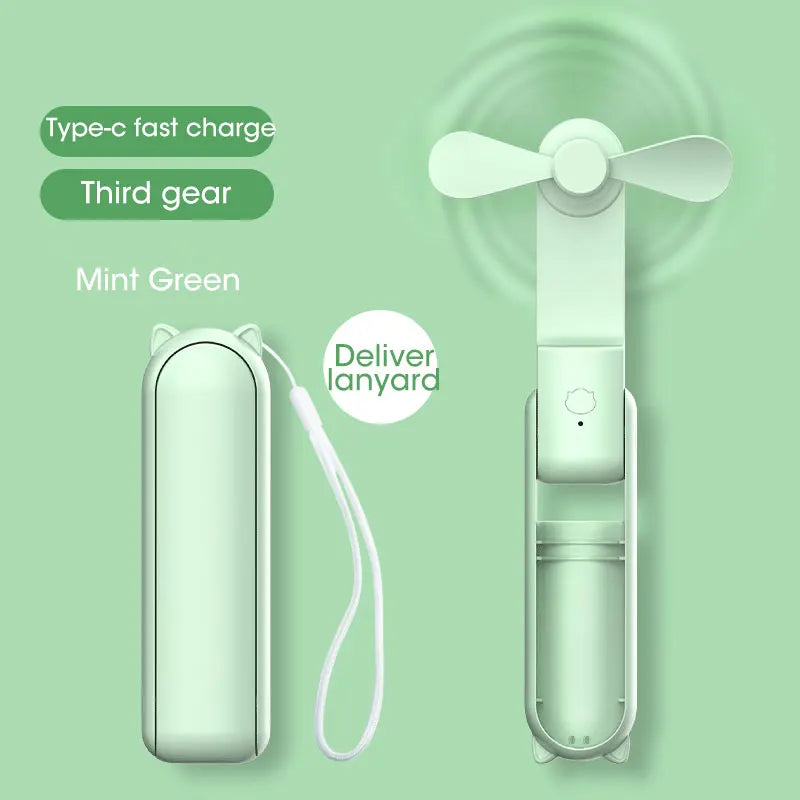 Mini Portable Fan USB Rechargeable Cooler Collapsible 2000mAh
