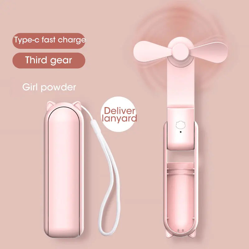 Mini Portable Fan USB Rechargeable Cooler Collapsible 2000mAh
