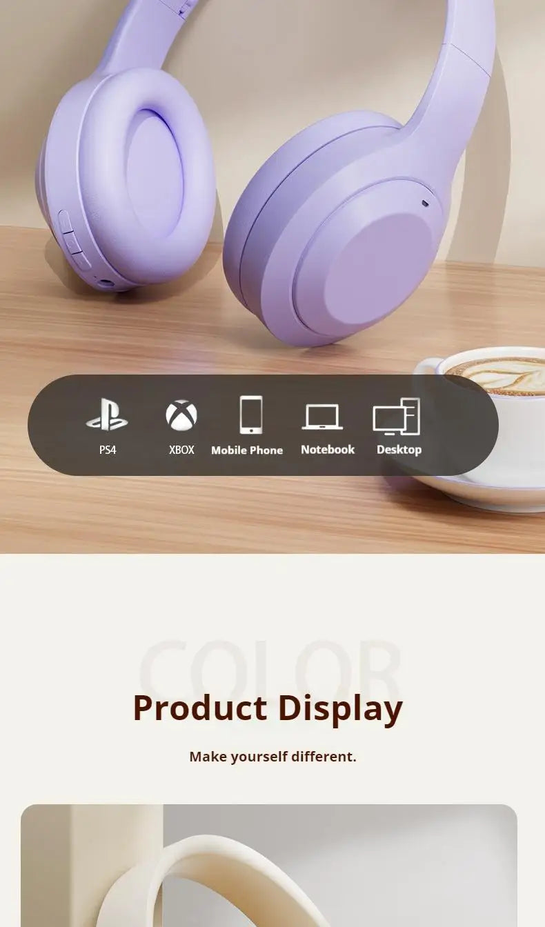 Over Ear HIFI Stereo Headsets Wireless Bluetooth Headphones