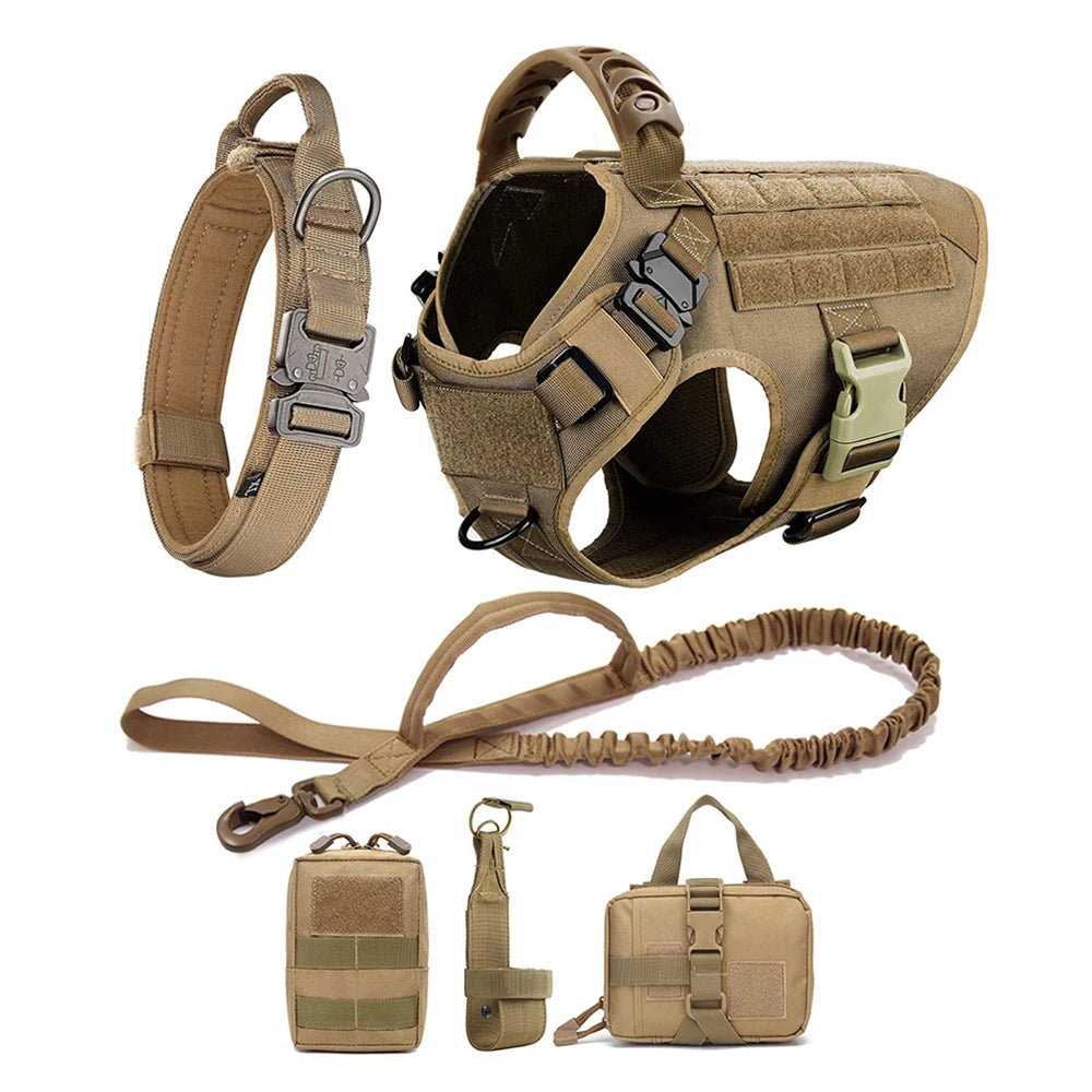 Large Dog Collar Military Harness