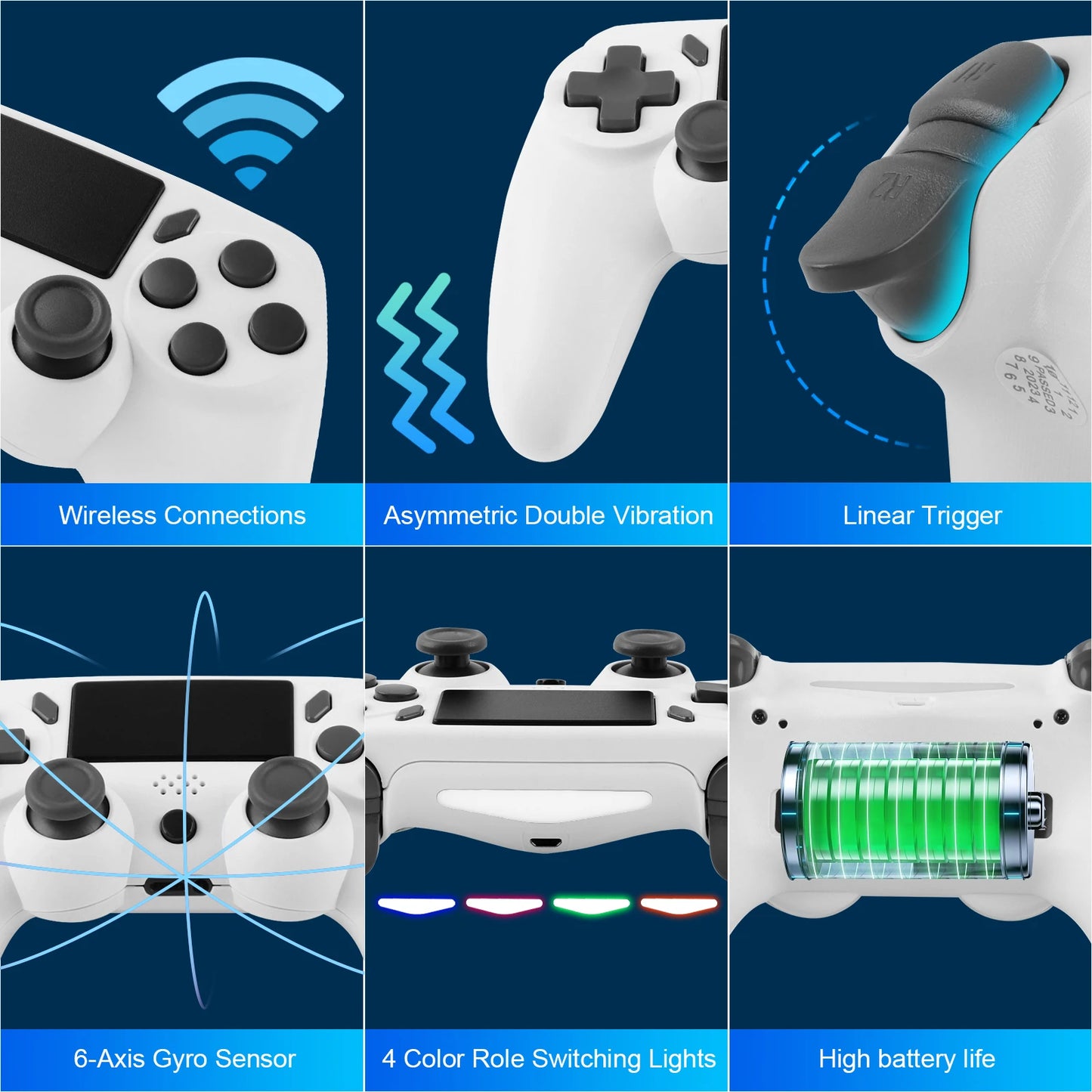 GAMINJA Wireless Gamepad With 6-axis Gyroscope For PS4, PS3, PC