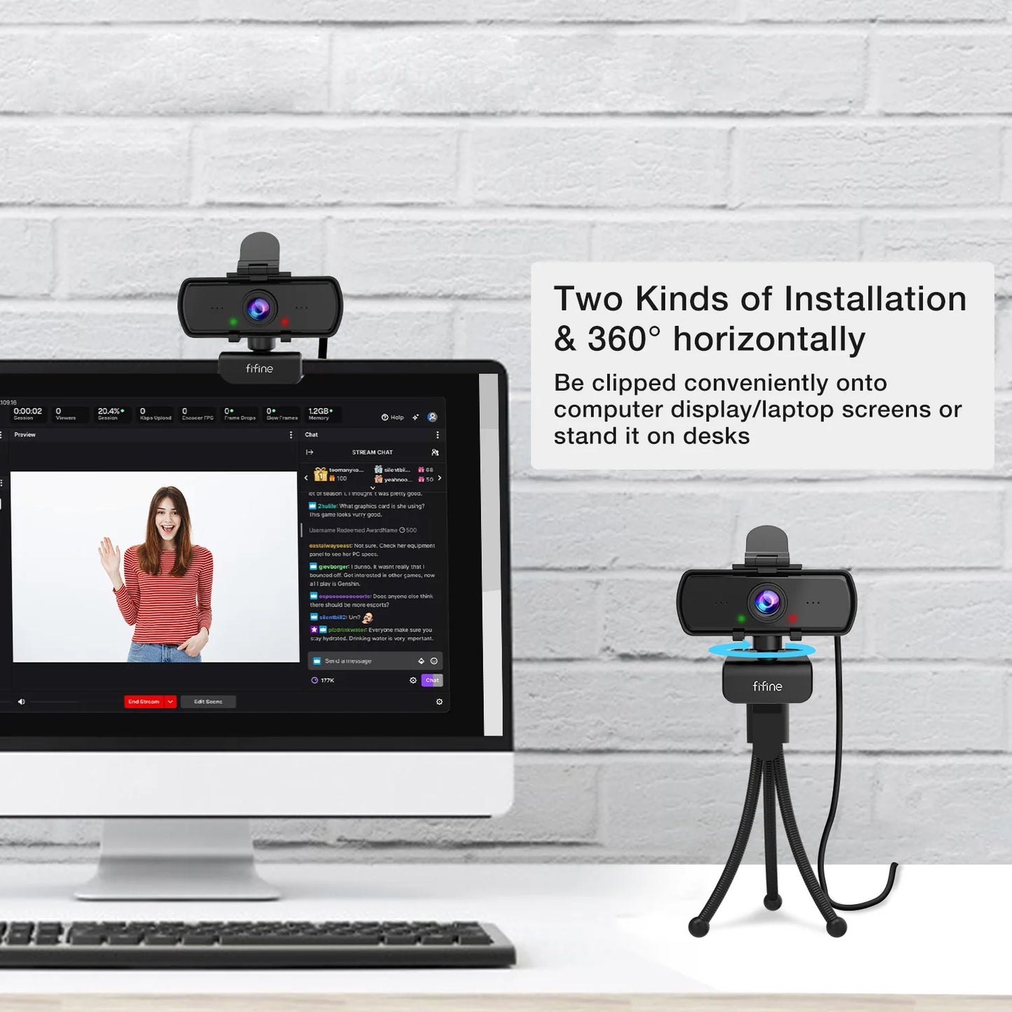 FIFINE 1440p Full HD PC Webcam with Microphone