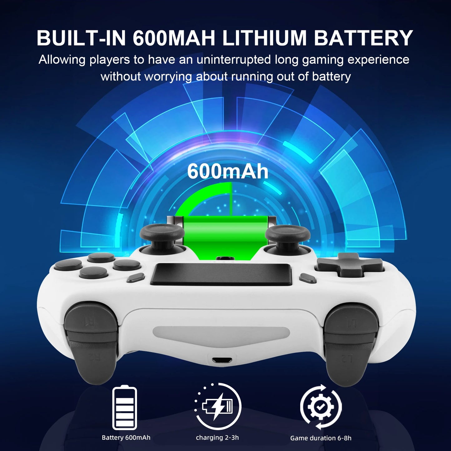 GAMINJA Wireless Gamepad With 6-axis Gyroscope For PS4, PS3, PC