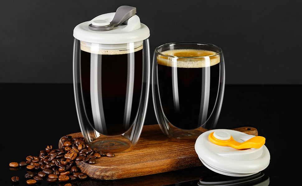 12/15OZ Double Wall BOROSILICATE Glass Coffee Mug